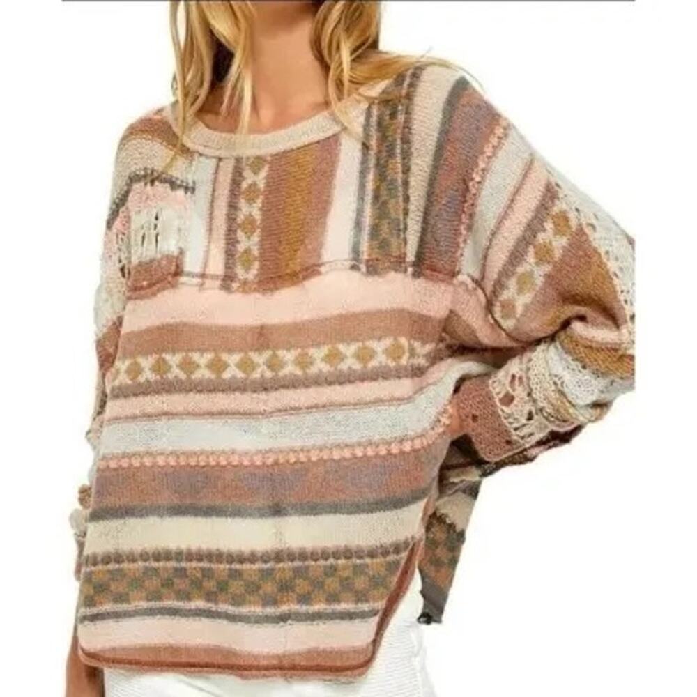 Free People December Skies Poncho Sweater in the Matterhorn Combo Size XS